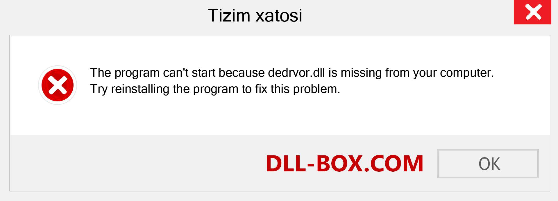 dedrvor.dll fayli yo'qolganmi?. Windows 7, 8, 10 uchun yuklab olish - Windowsda dedrvor dll etishmayotgan xatoni tuzating, rasmlar, rasmlar